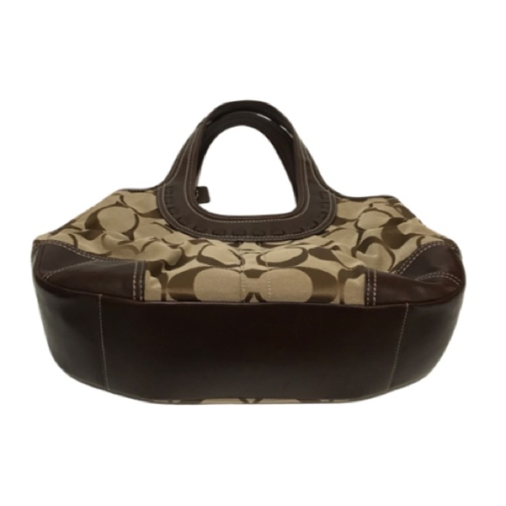 Coach Brown Signature Canvas Shoulder Bag with Dark Brown Leather Trim - Picture 3 of 11